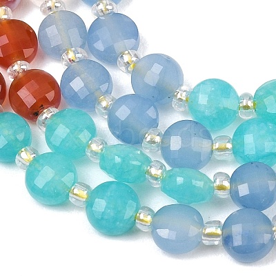 Natural Agate(Dyed & Heated) & Dyed White Jade & Tiger Eye Beads Strands G-Z135-B09-1