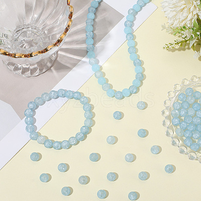2Strands Crackle Glass Beads Strands GLAA-LT0001-01B-1