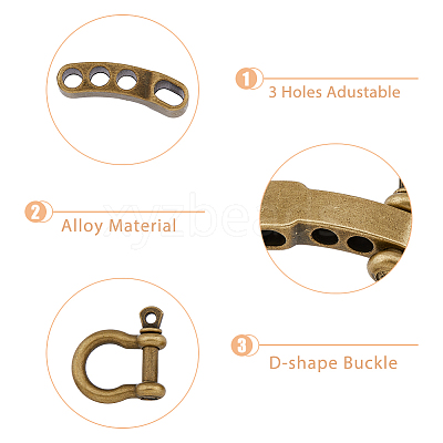12Pcs Tibetan Style Alloy D-Ring Anchor Shackle Clasps FIND-FH0008-01-1