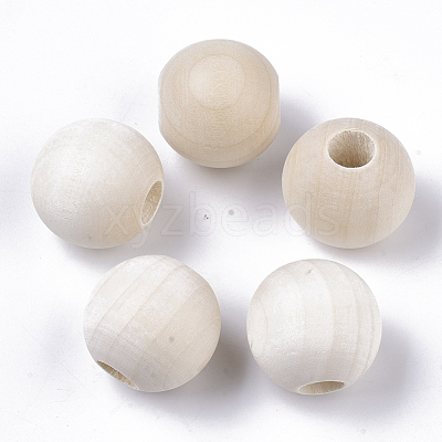 Unfinished Natural Wood Beads WOOD-Q041-04C-1
