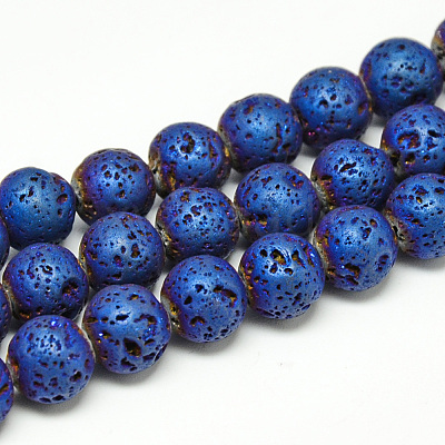 Electroplate Natural Lava Rock Beads Strands G-T058-03B-1