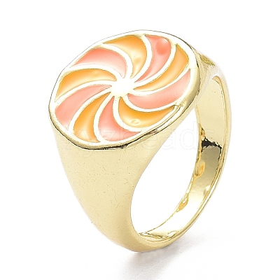 Pinwheel Pattern Alloy Enamel Finger Rings RJEW-Z008-15LG-E-1