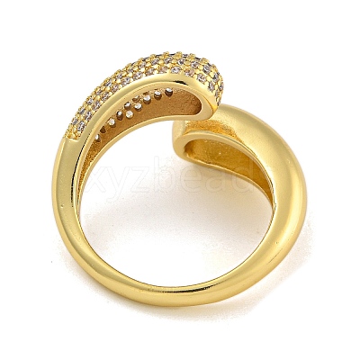 Brass Micro Pave Cubic Zirconia Cuff Rings for Women RJEW-P127-11G-1