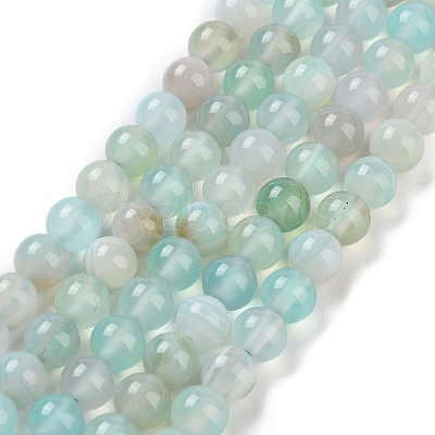 Natural Striped Agate/Banded Agate Bead Strands G-K155-A-6mm-04-1