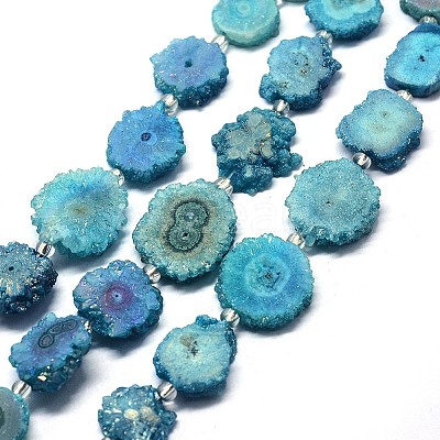 Natural Druzy Quartz Crystal Beads Strands G-F582-A12-1