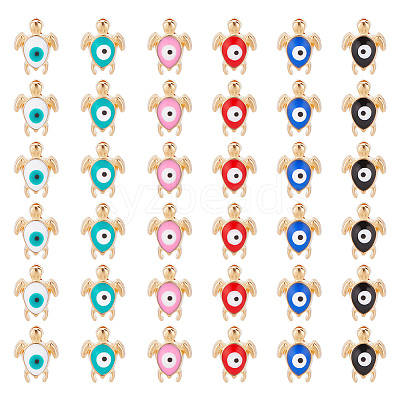 60Pcs 6 Colors Golden Tone Alloy Enamel Beads ENAM-AR0001-53-1