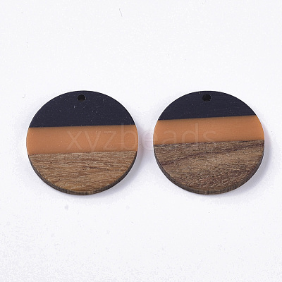 Tri-color Resin & Walnut Wood Pendants RESI-S358-78J-1