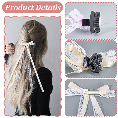 10Pcs 5 Colors Polyester Resin Bowknot Hair Clips PHAR-CN0001-05-1