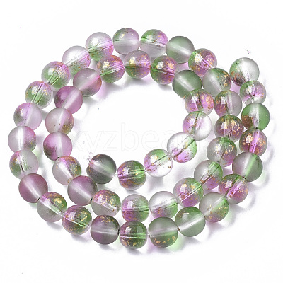 Frosted Spray Painted Glass Beads Strands GLAA-N035-03C-C01-1