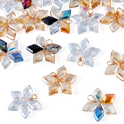 18Pcs 3 Styles Glass Pendants PALLOY-TA00343-1
