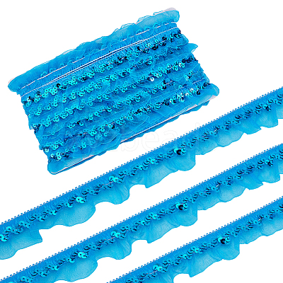 Polyester Pleated Lace Trim OCOR-WH0109-101-1