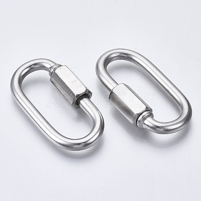 Tarnish Resistant 304 Stainless Steel Screw Carabiner Lock Charms LS-STAS-N087-25B-01-1
