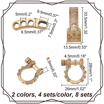 8 Sets 2 Colors Adjustable Alloy Screw Pin Shackle FIND-UN0003-72-1