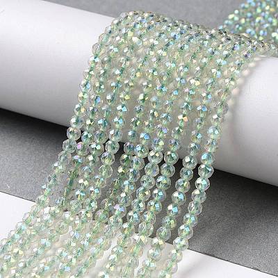 Electroplate Transparent Glass Beads Strands GLAA-H021-01B-FR07-1