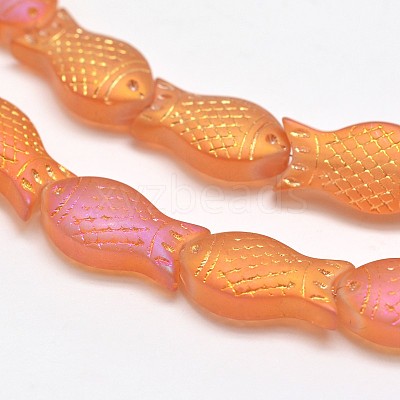 Frosted Electroplate Glass Fish Beads Strands X-EGLA-M001-D02-1