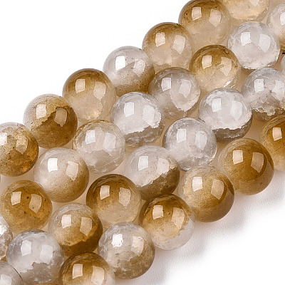 Crackle Baking Paint Imitation Jade Glass Beads Strands DGLA-T003-6mm-09-1