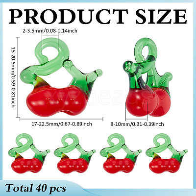 40Pcs Handmade Lampwork Pendants LAMP-ME0001-22-1