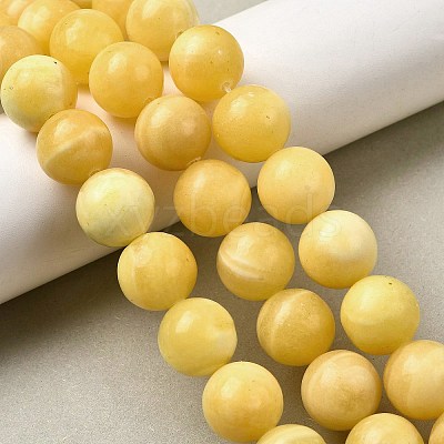 Natural Yellow Jade Beadd Strands X-G-A274-A01-10mm-01-1