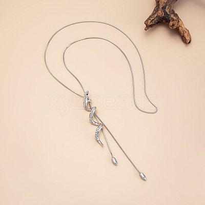 Adjustable Alloy & Iron Snake Y Tassel Lariat Necklaces with Crystal Rhinestone for Women WGA90BD-01-1