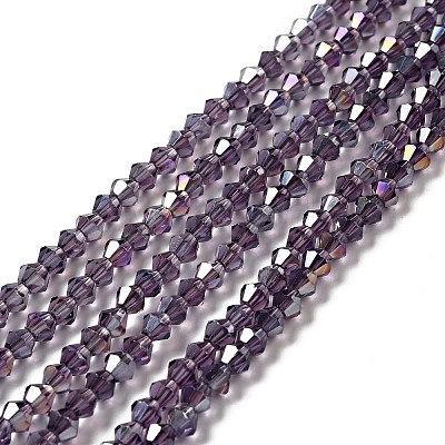 Transparent Electroplate Glass Beads Strands EGLA-S056-4mm-18-1