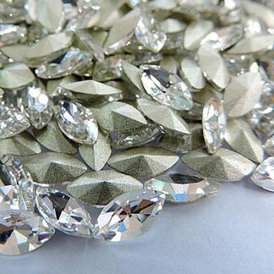 Glass Pointed Back Rhinestone Cabochons RGLA-A011-17x32mm-M-1