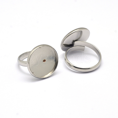 Tarnish Resistant Adjustable 304 Stainless Steel Finger Rings Components X-STAS-L193-P-14mm-1