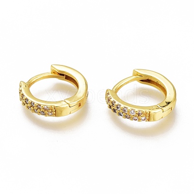 Brass Micro Pave Clear Cubic Zirconia Huggie Hoop Earrings ZIRC-H102-07G-1