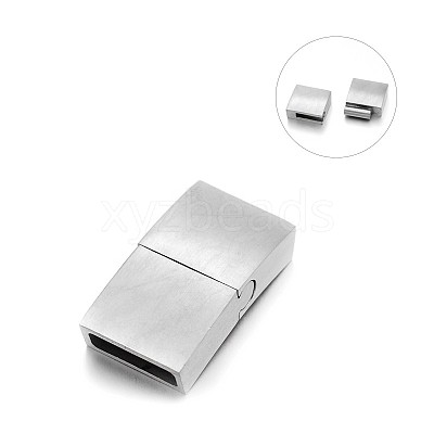 Tarnish Resistant Matte 304 Stainless Steel Rectangle Magnetic Clasps with Glue-in Ends STAS-E089-60A-1