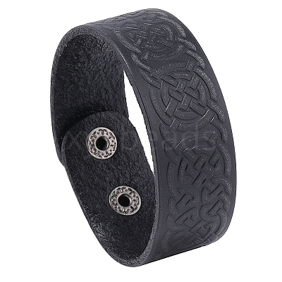 Witch Knot Pattern Cowhide Crod Bracelets PW-WG33678-01-1