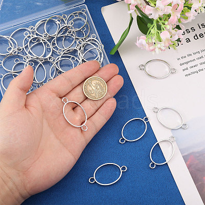 32Pcs Alloy Oval Open Back Bezel Connector Charms FIND-CA0011-77P-1