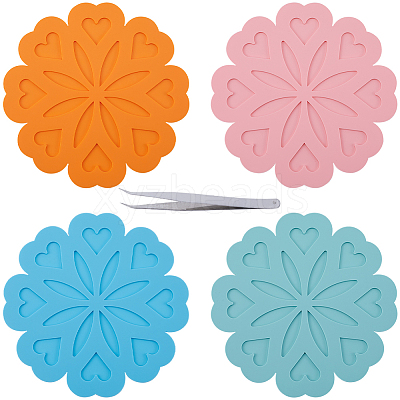 4Pcs 4 Colors Silicone Placemats AJEW-GF0008-27-1