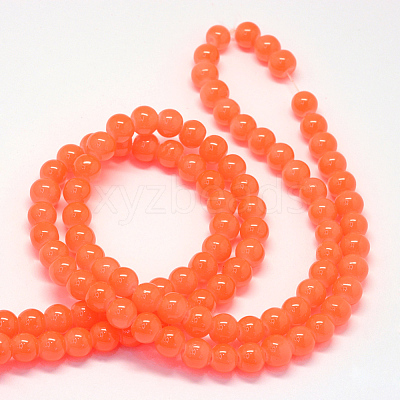 Baking Paint Imitation Jade Glass Round Bead Strands X-DGLA-Q021-6mm-32-1