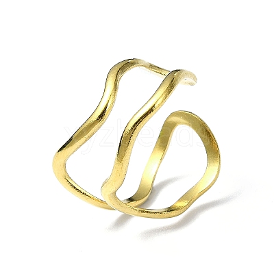 Ion Plating(IP) 304 Stainless Steel Open Cuff Ring RJEW-L109-040G-1