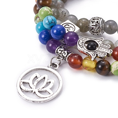 Natural Labradorite Wrap Bracelets BJEW-I273-B03-1