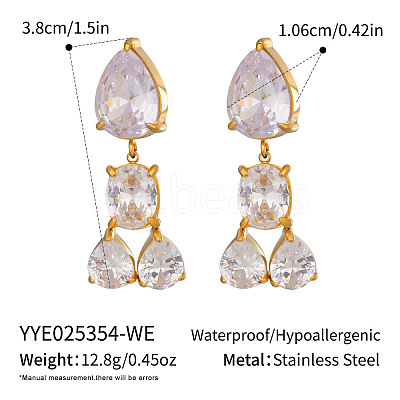 304 Stainless Steel Dangle Stud Earrings CT6883-6-1