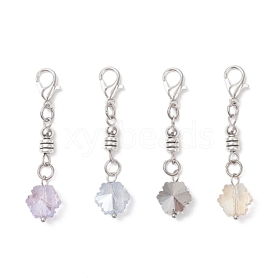 4Pcs Snowflake Glass Pendant Decorations HJEW-JM04307-1