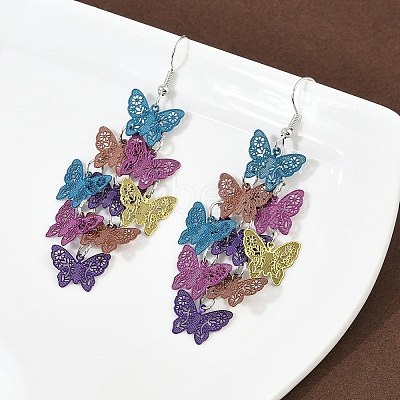 430 Stainless Steel Butterfly Dangle Earrings EJEW-A137-05P-01-1