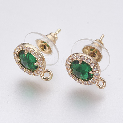 Faceted Glass Stud Earring Findings X-GLAA-F084-B02-1