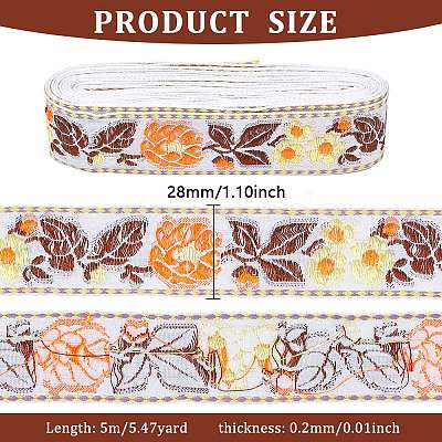 Ethnic Style Polyester Ribbons OCOR-WH0077-34D-1