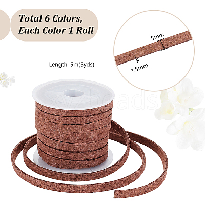 6 Rolls 6 Colors Faux Suede Cord LW-PH0002-30C-1