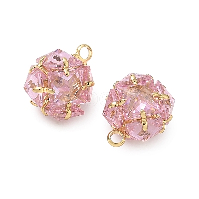Brass Pave Pink Cubic Zirconia Charms CU-CBAD360-08G-03-1