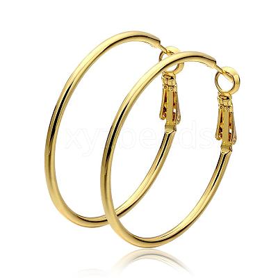 Women Big Earrings Real 18K Gold Plated Eco-Friendly Tin Alloy Big Hoop Earrings EJEW-BB09627-G-1
