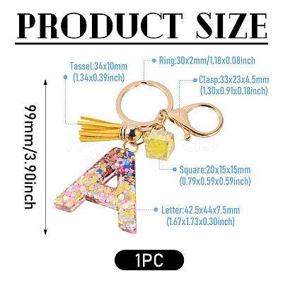 Alloy Resin Polygon Keychains KEYC-TADJ0002-03G-A-1
