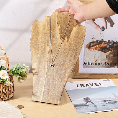 Bust Wooden Display Stands for Necklaces ODIS-WH0331-54-1