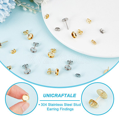 304 Stainless Steel Stud Earring Findings STAS-UN0008-81-1