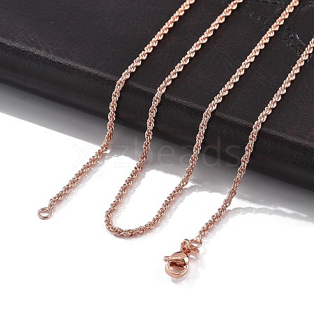 2mm Rack Plating Brass Rope Chain Necklaces for Women Men MAK-L044-59RG-1