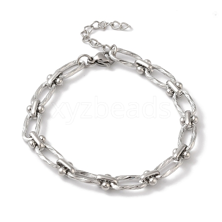 304 Stainless Steel Twisted Oval Link Chain Bracelets for Women BJEW-B092-08P-02-1