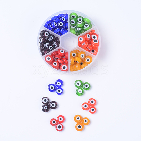 6 Colors Handmade Evil Eye Lampwork Beads LAMP-JP0001-12-1