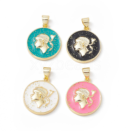 Rack Plating Brass Enamel Pendants KK-B065-04G-1