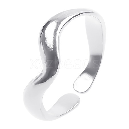 French Minimalist Irregular Titanium Steel Wave Open Cuff Rings for Women Men IS0895-1-1